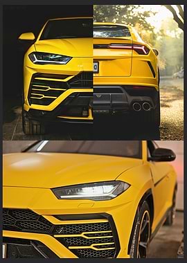 Yellow car sports Collage