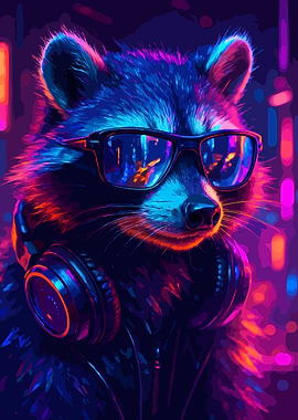 Cool Raccoon Cyberpunk