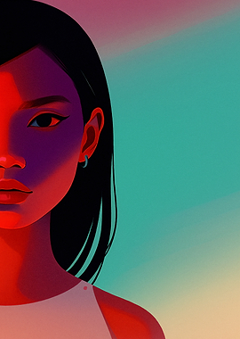 Portrait of a woman with red light