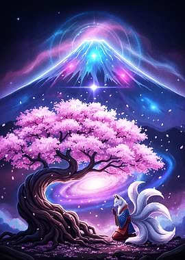 Mystical Fox Cherry Tree Mountain