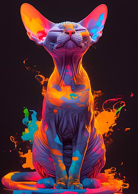 Colorful Sphynx Cat Portrait