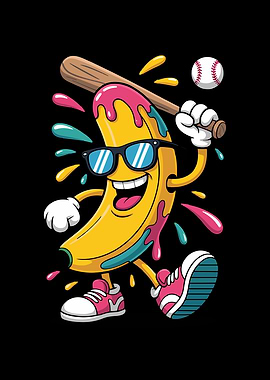 Cartoon Banana Playing