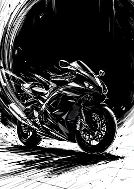 Monochrome Motorcycle Art