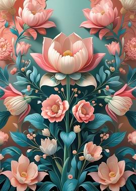 Floral Arrangement with Pink and Teal