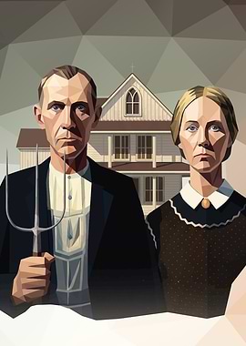 American Gothic Polygonal Art