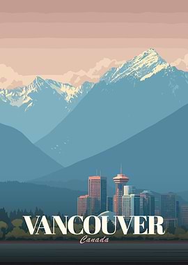 Vancouver Canada Cityscape Travel Poster
