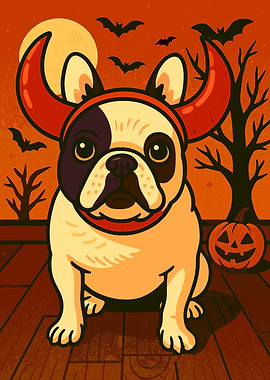 Devil Dog Halloween Illustration