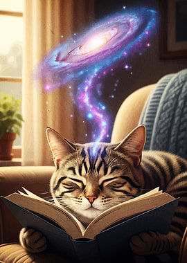 Cat Reading Galaxy Brain