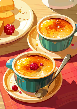 Creme Brulee Dessert Illustration