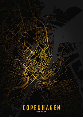 Copenhagen Golden City Map