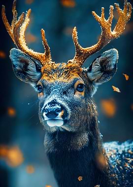 Snowy Deer Portrait