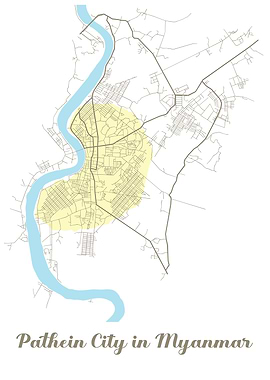 Pathein City Map in Myanmar