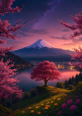 Mount Fuji Cherry Blossom Landscape