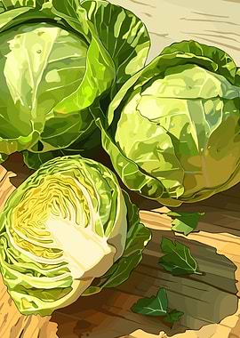 Fresh Cabbage Still Life