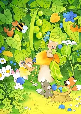 Cute Animals Forest Scene