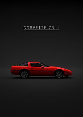 Red Corvette ZR-1 on Black Background