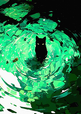Black Cat in Green Water