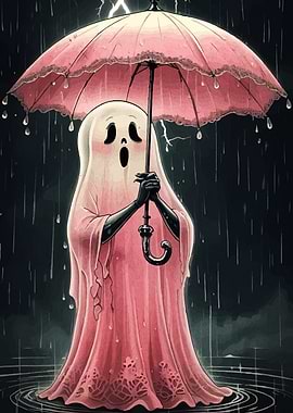 Ghost in the Rain with Umbrella