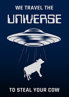 Cow Abduction Alien UFO Poster