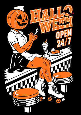 Halloween Diner Open 24/7 Illustration