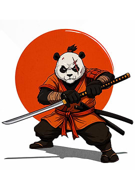 Samurai Panda Warrior with Katana