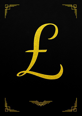 Golden Pound Symbol on Black Background