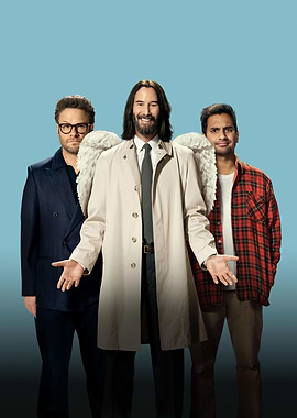 Keanu Reeves with Seth Rogen and Aziz Ansari