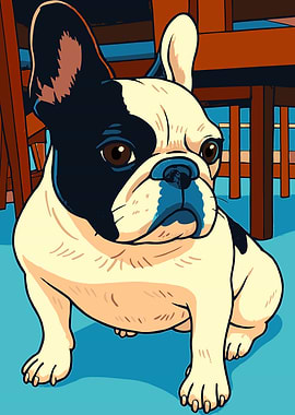 Cartoon French Bulldog Illustration