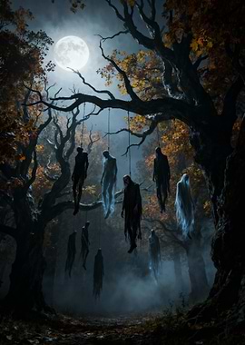 Haunted Forest with Hanging Figures