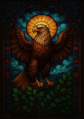 Stained Glass Eagle with Sun