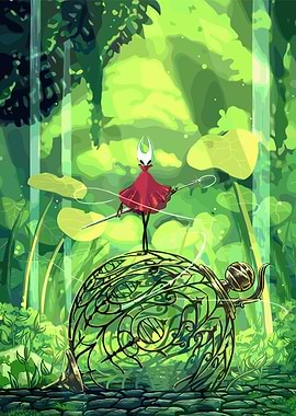 Hornet from Hollow Knight in Greenery