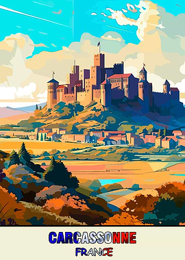 Carcassonne, France: Medieval Cityscape Art