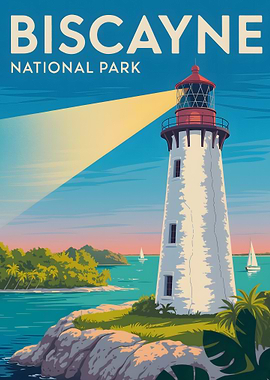 Biscayne National Park Lighthouse Illustration