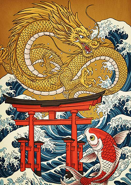 Dragon Torii Gate Koi