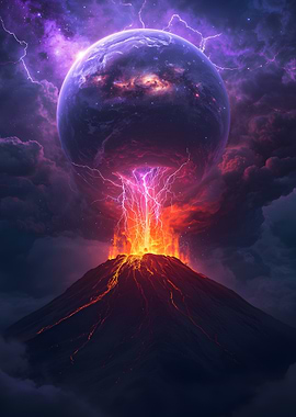 Volcano Eruption with Space Planet