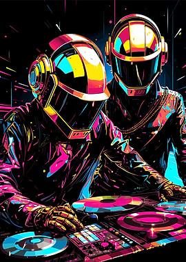 Daft Punk DJ Neon Art