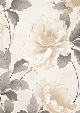 Beige and gray flowers art