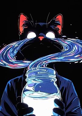 Mystical Cat with Jar