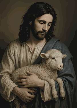 Jesus Christ Holding a Lamb