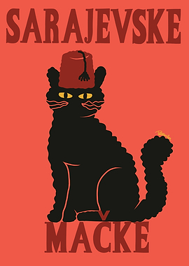 Sarajevske Macke: Black Cat with Fez