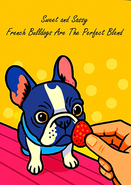 Sweet French Bulldog with Strawberry