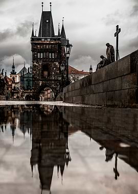 Prague's Charles Bridge Reflection