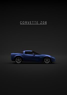 Blue Corvette Z06 on Black Background