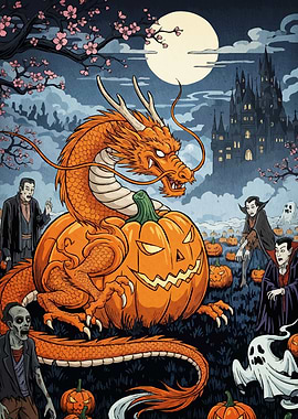 Halloween Dragon Pumpkin Vampires
