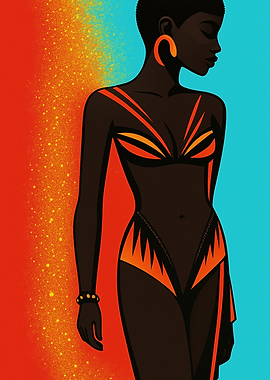 Elegant Woman in Orange and Black