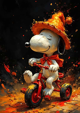 Snoopy on Tricycle with Hat