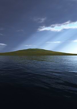 Island in the sea under cloudy sky