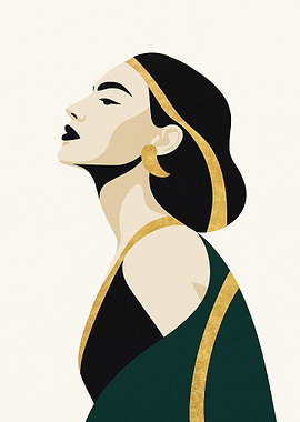 Elegant Woman Portrait with Gold Accents