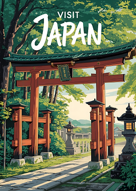 Visit Japan Torii Gate Illustration