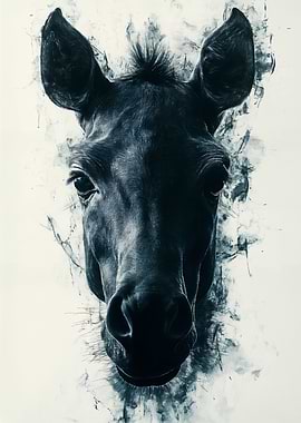 Monochromatic Horse Portrait with Artistic Flair